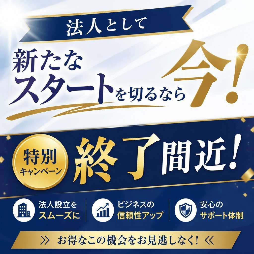 法人として新たなスタートを切るなら今！特別キャンペーン終了間近